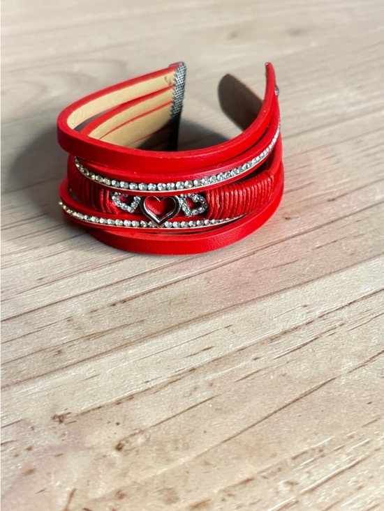 Jewelry - Red‎ Multi-Layer Heart & Rhinestone Wrap Bracelet